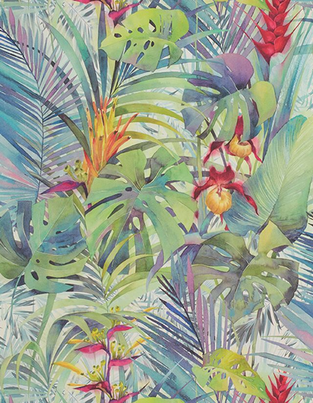 Papier peint AMAZONIA Decoprint, Vinyle sur intissé décor Floral / Végétal, vert