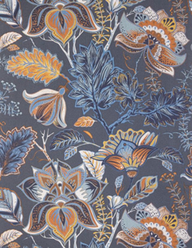 Papier peint FLORA Decoprint, Vinyle sur intissé décor Floral / Végétal, bleu