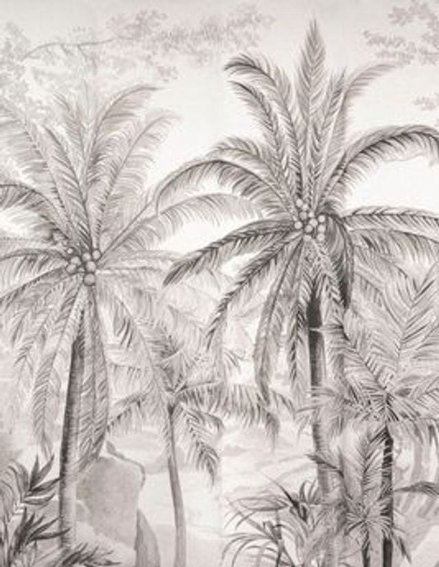 Papier peint Panoramique MARABAS , 100% Intissé décor Floral / Végétal, noir