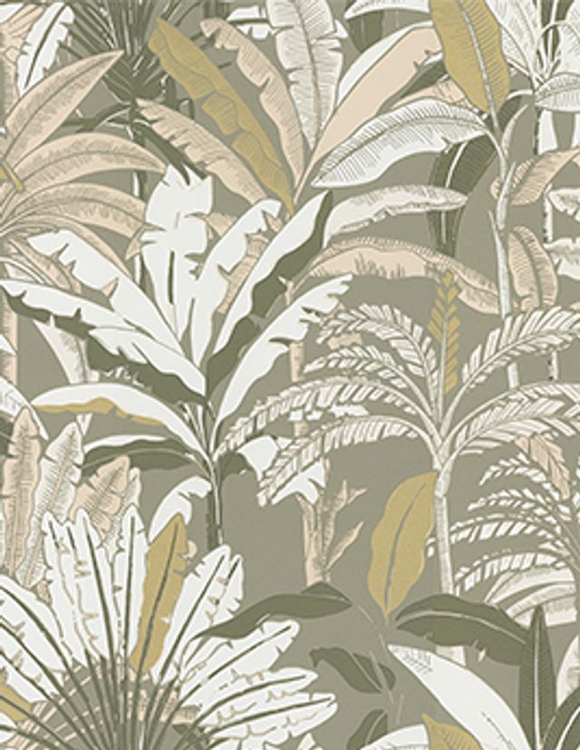 Papier peint TANAIS Caselio, Vinyle sur intissé décor Floral / Végétal,  vert