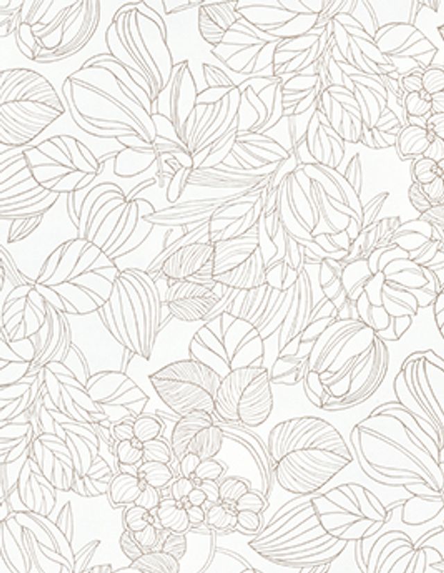 Papier peint TARRA Casadeco, Intissé décor Floral / Végétal,  blanc