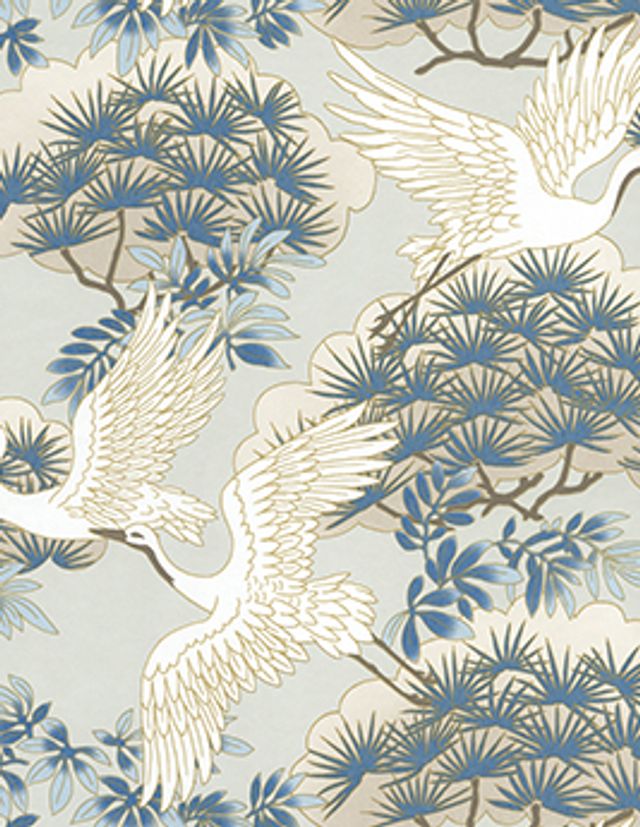 Papier peint CHIKUMA Coordonné, Intissé décor Floral / Végétal,  bleu