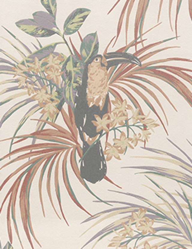 Papier peint LEONOR Initiales, Vinyle sur intissé décor Floral / Végétal, beige
