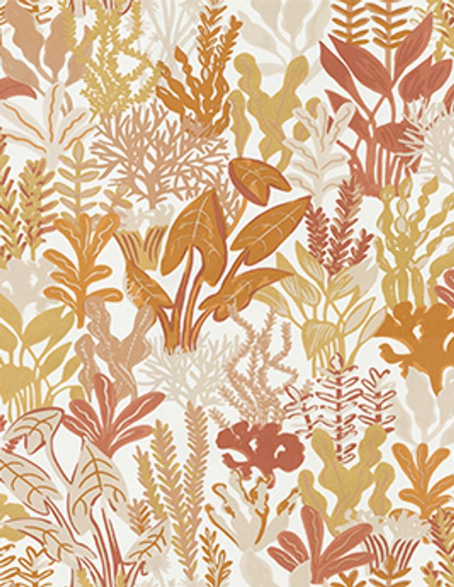 Papier peint TETRIS Caselio, Vinyle sur intissé décor Floral / Végétal, orange
