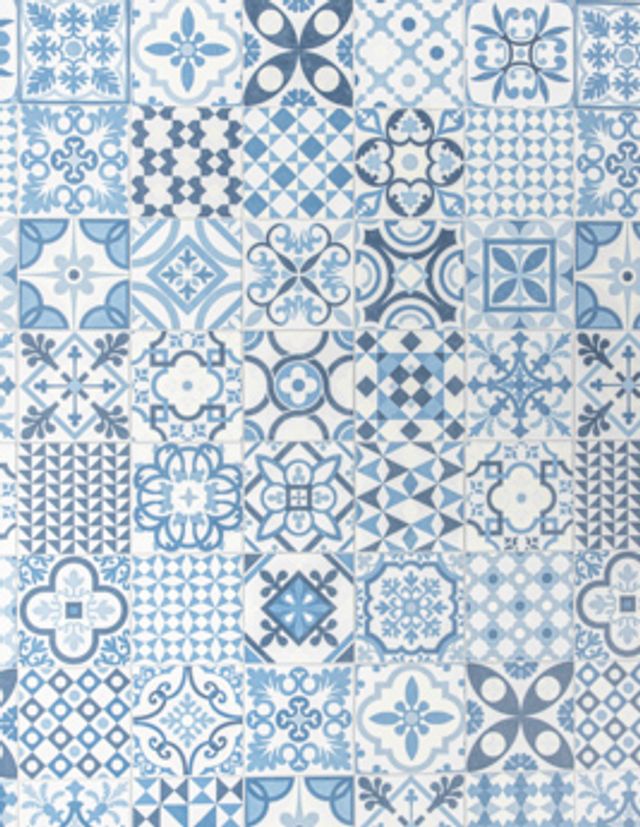 Sol vinyle rouleau MOONLIGHT , Carreaux ciment bleu, rouleau 4.00 m