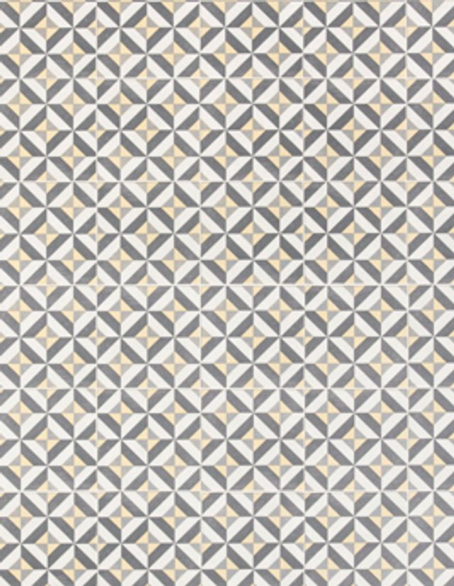 Sol vinyle rouleau TRENTO , Carreaux ciment géométrique jaune et gris, rouleau 4.00 m